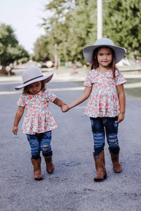 Sunset Fall Floral Peplum