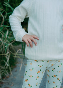 Pastel Yellow Fall Floral Leggings