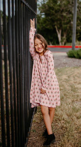 Pink Fall Floral Tunic Dress