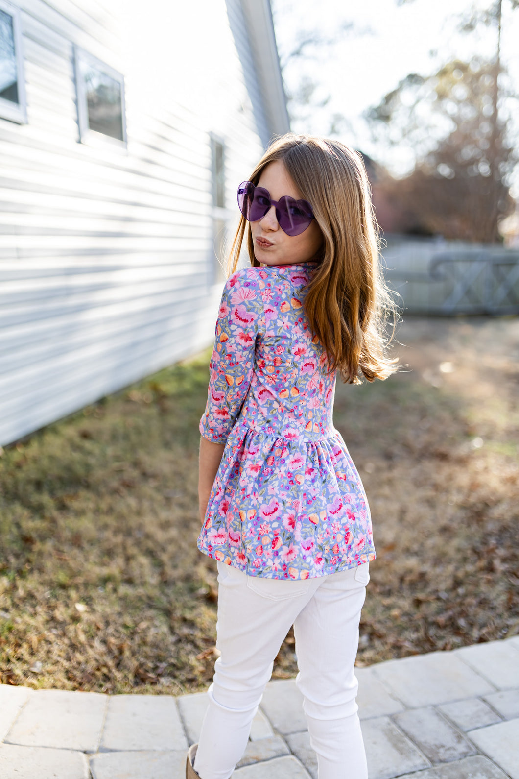 Spring Bright Floral Peplum