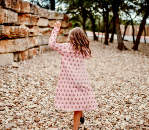 Pink Fall Floral Tunic Dress