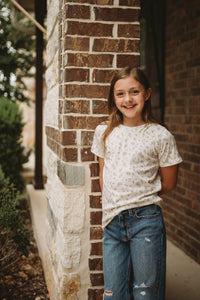 Fall Ribbed Floral Casual Tee