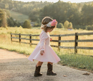 Baby Pink Fall Twirl Dress