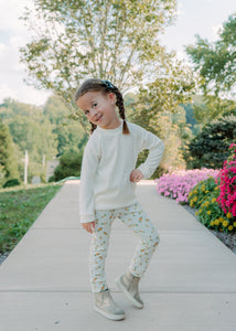 Pastel Yellow Fall Floral Leggings