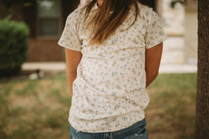 Fall Ribbed Floral Casual Tee