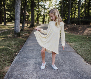 Pastel Yellow Floral Fall Tunic Dress