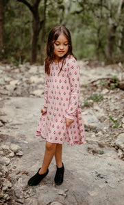 Pink Fall Floral Tunic Dress