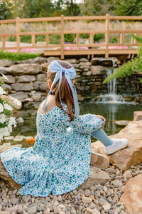 Fall Blue Floral Twirl Dress