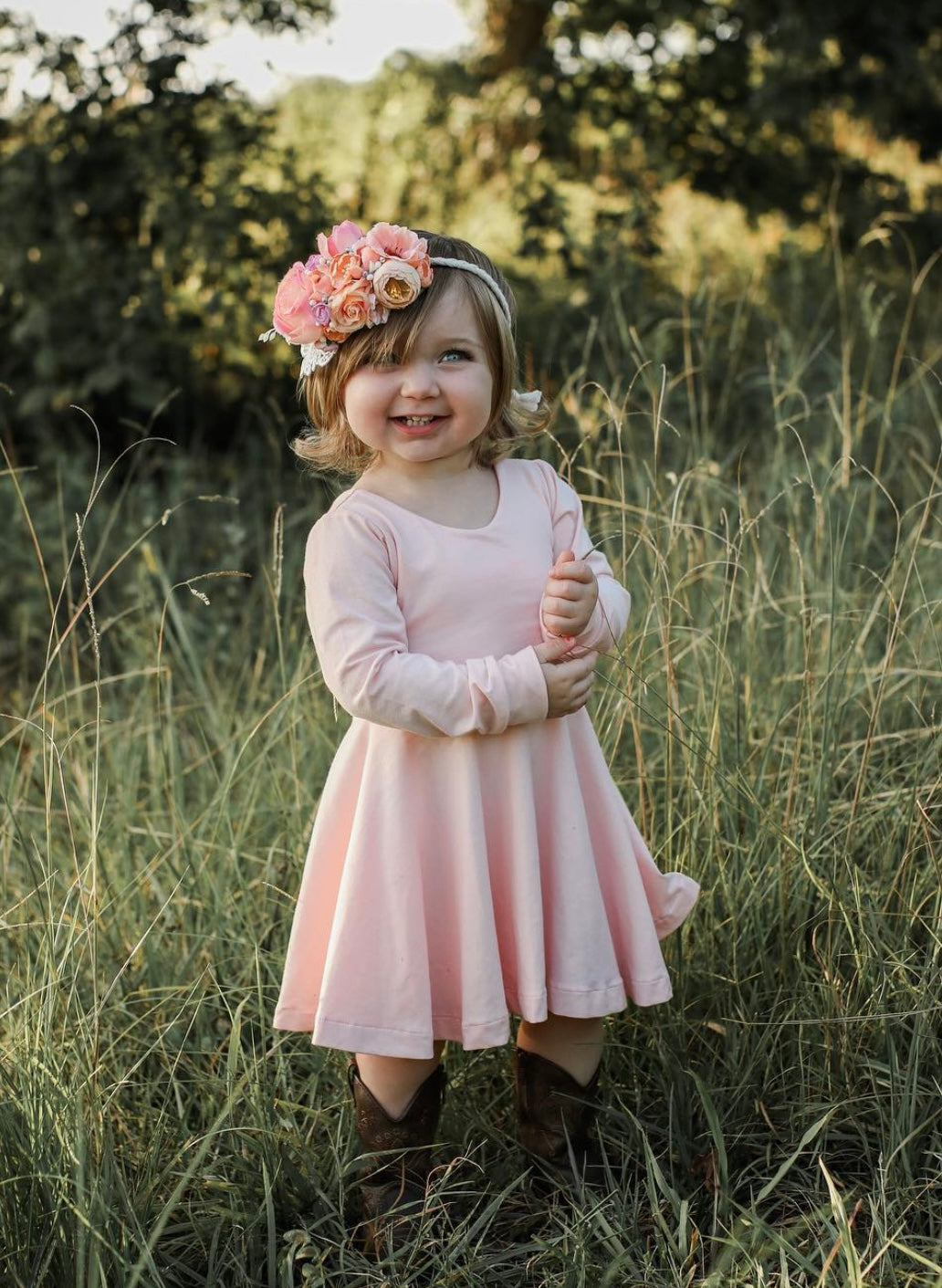 Baby Pink Fall Twirl Dress