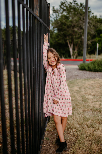 Pink Fall Floral Tunic Dress