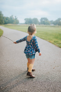 Blue Floral Fall Mini High Low