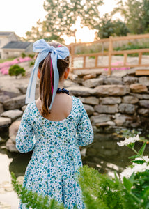 Fall Blue Floral Twirl Dress